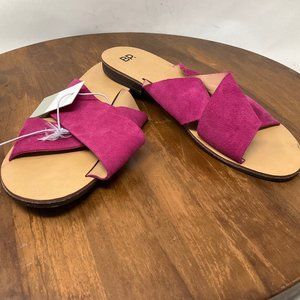 BP Woman's Flat Pink Suede Open Heel and Toe Slip On Shoes Size 10M